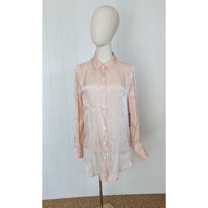 NWT Vince Camuto Tie Front Button Up Blouse - Apricot Cream - Small